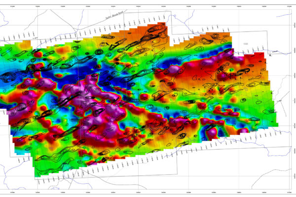 Fraser Filter VLF Contours Overlain on Magnetics Map
