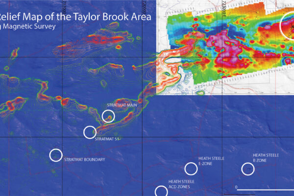 Plan relief Map of the Stratmat - Taylor Brook Area Showing Magnetic Survey